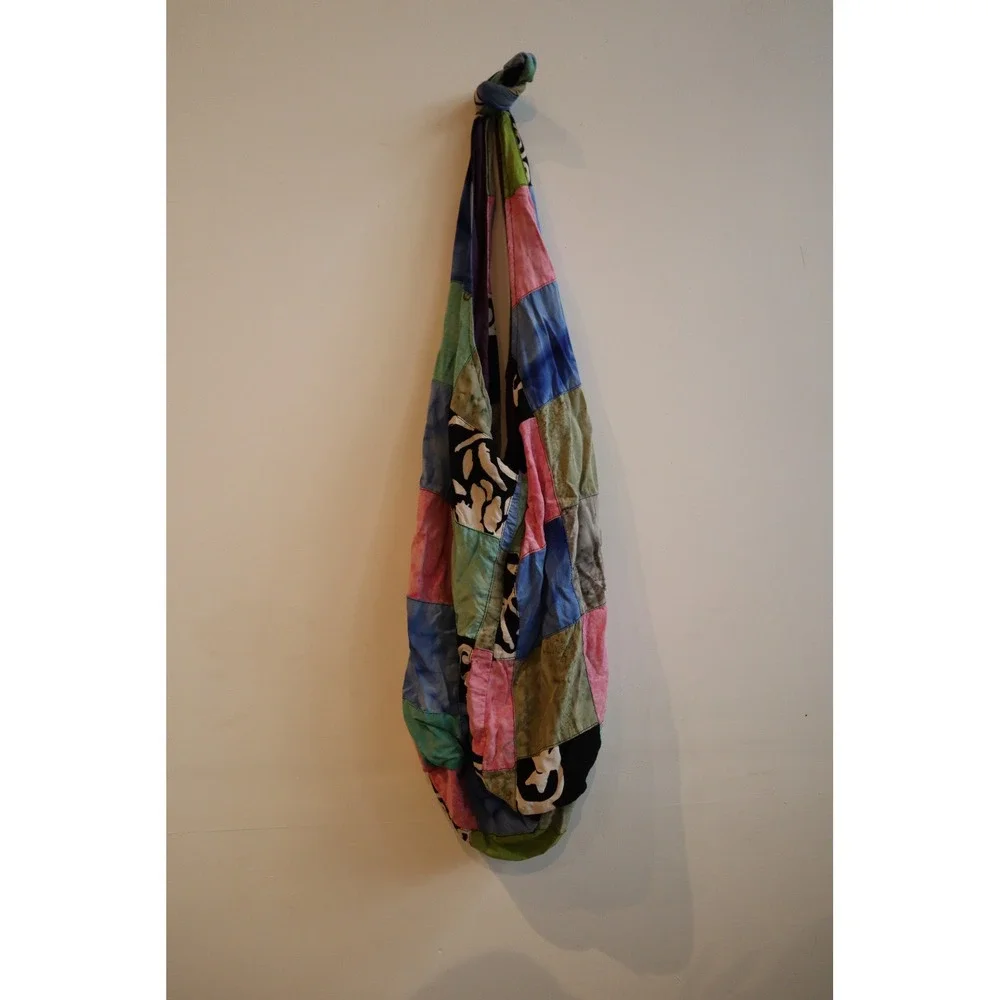 Boho Patchwork Hobo Bag Batik Floral Tie Dye Slouchy Shoulder Tote Multi Color